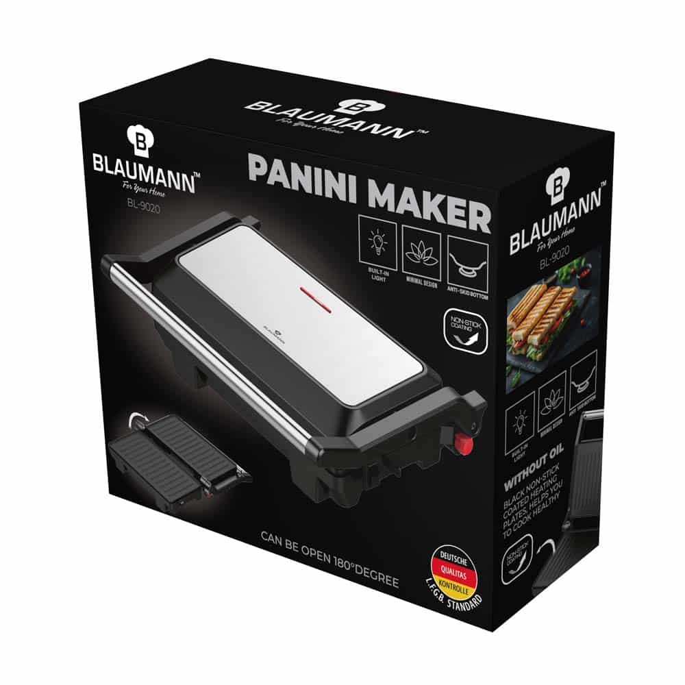Berlinger Haus Blauman Electric Grill with Oil Drip Pan, 1000Watts, Steel / Black