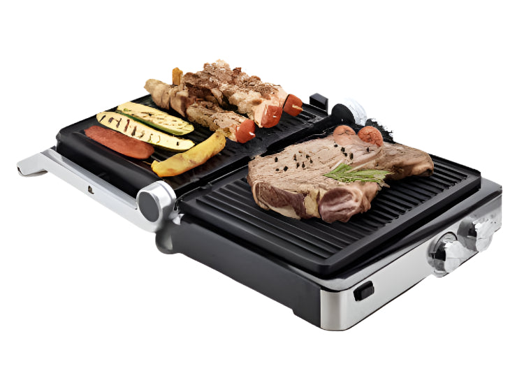 1918/Ariete Grill 2000W,Non-stick removable grill plates,Adjustable timer 30 min,Steel 2000 / Adjustable timer / STEEL