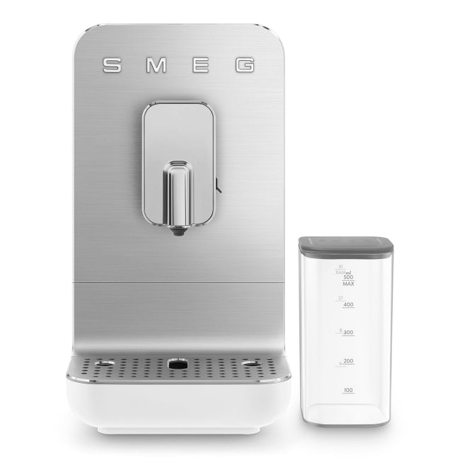 SMEG coffee machine with a separate water container on a white background