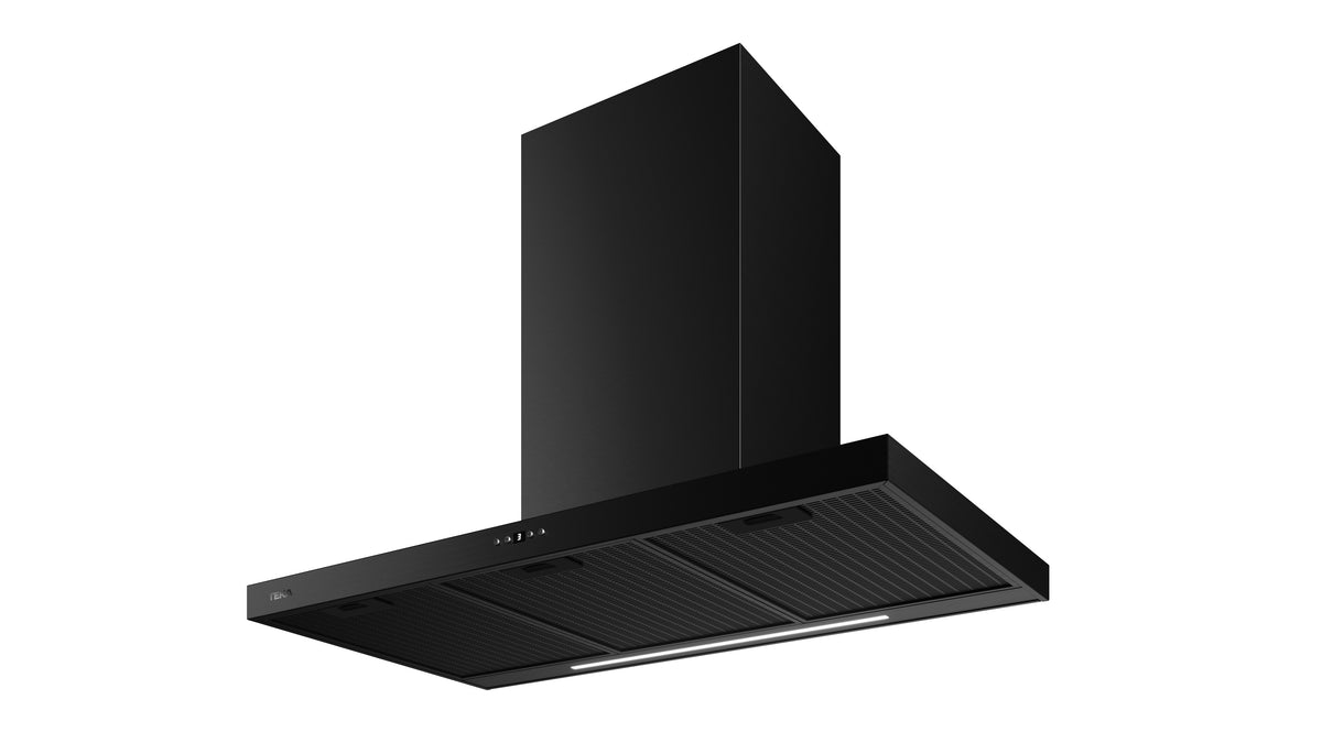 Black kitchen hood on a white background