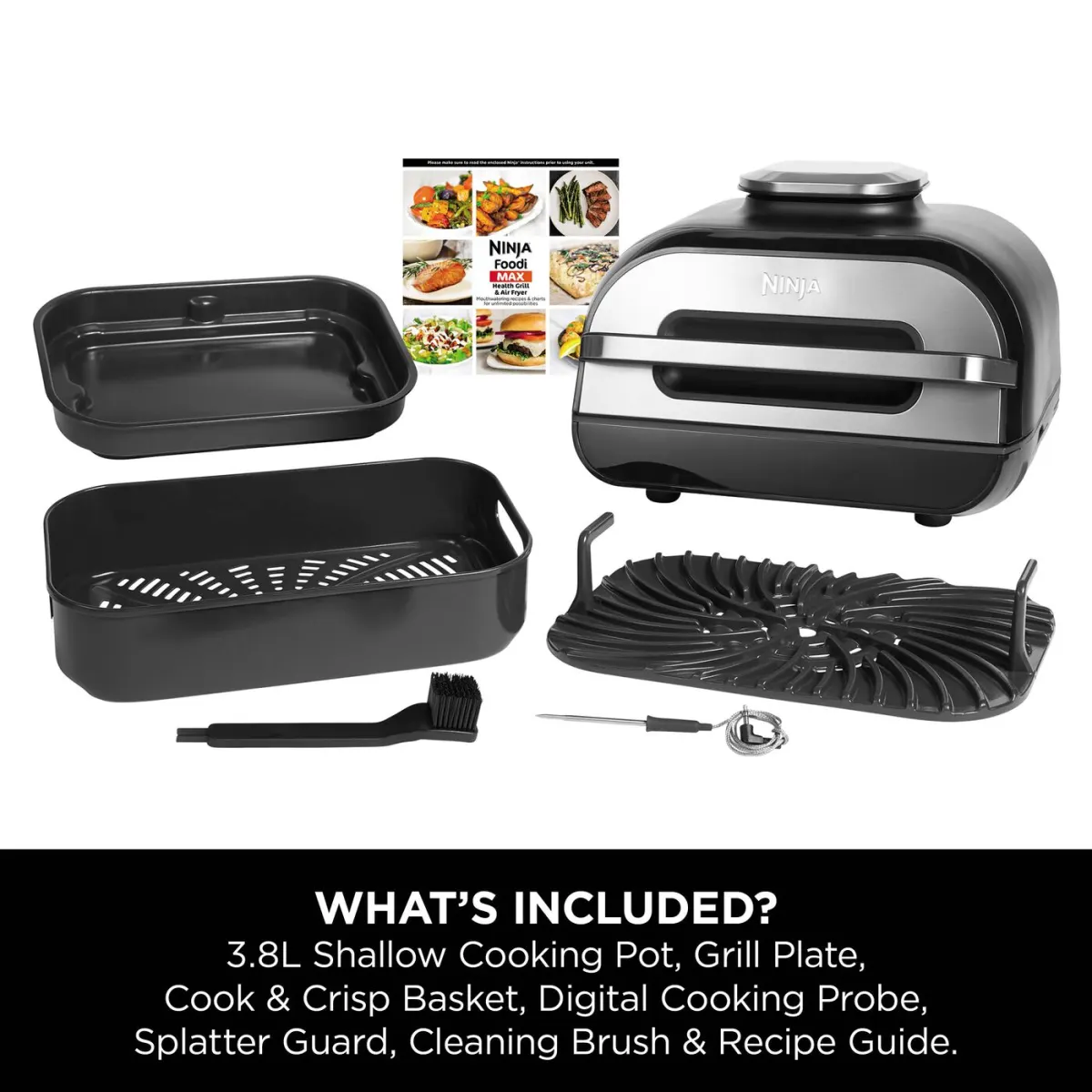 Ninja Foodi Max Health Grill & Air Fryer, 5.2Lit, Black