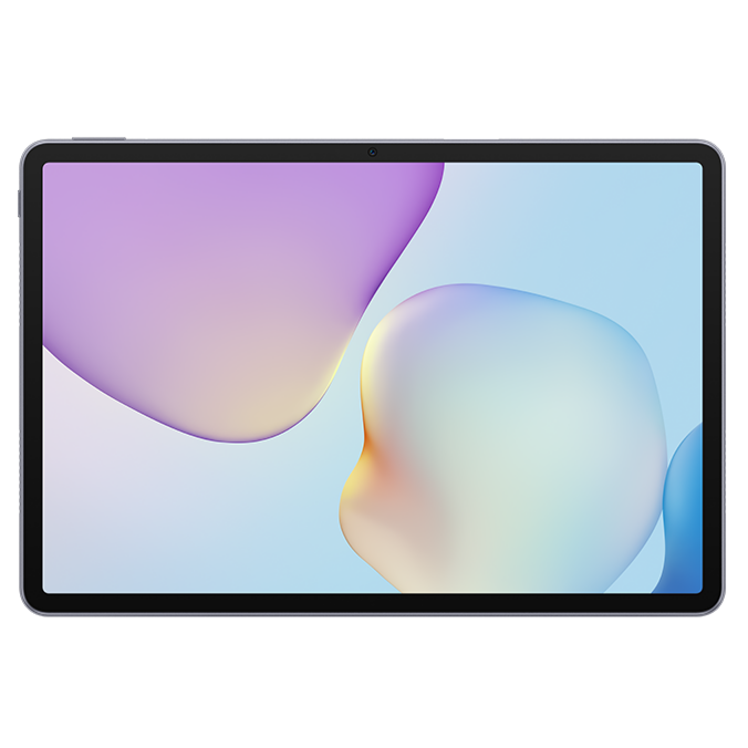 Tablet with a colorful display on a white background