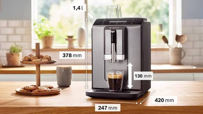 Bosch Vero Cafe Fully Automatic Coffee Machine Diamond, Water Tank 2Lit, 1400Watts, Titanium Metallic