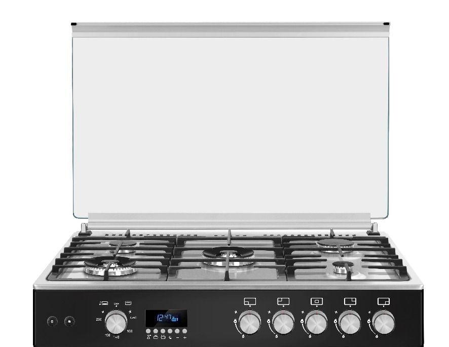 Ferre Gas Oven Full Safety, Digital Timer, 3Fans, 3Turbo, 90*60Cm, 2Normal Burner, Stainless Steel