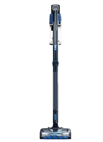 Black and blue vacuum cleaner on a white background