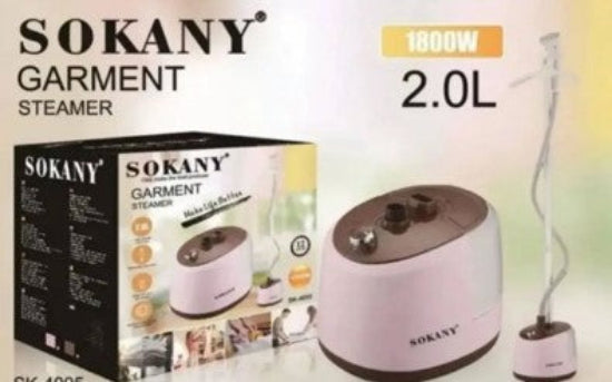 Sokany garment steamer with packaging on a light background