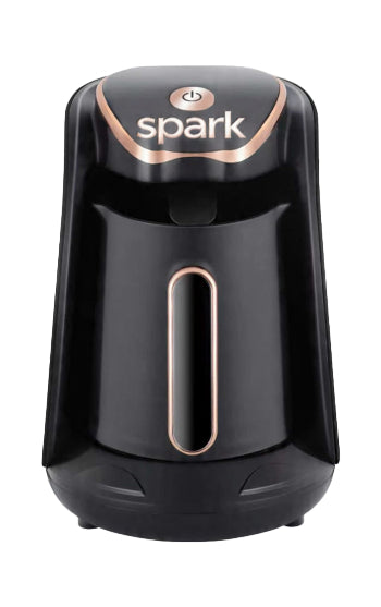 Black and rose gold device with 'spark' branding on a white background
