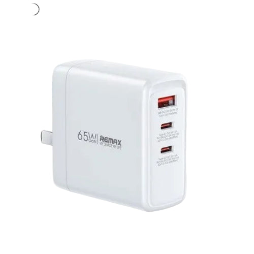 RP-U100/REMAX 65W  FAST CHARGING TOAD (2C1A) 2 TYPE-C PORTS + 1   PD Quick Charge QC3.0 PORT Fast Charging / Black / N/A