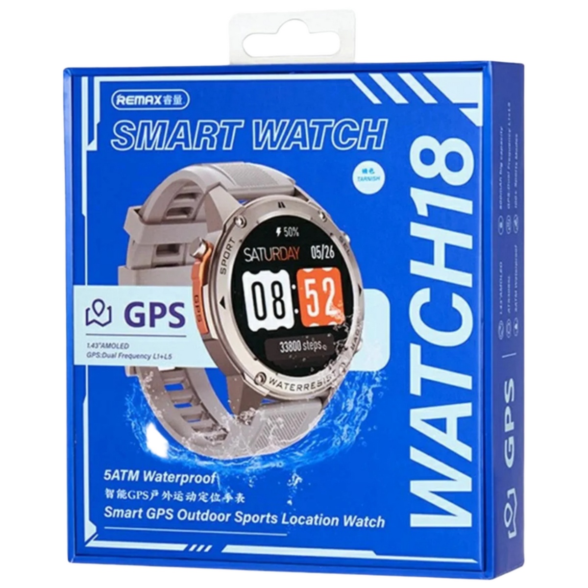 Remax GPS Smart Watch for Outdoor Sports with Positioning, Fitness Tracker & Heart Rate Moniter