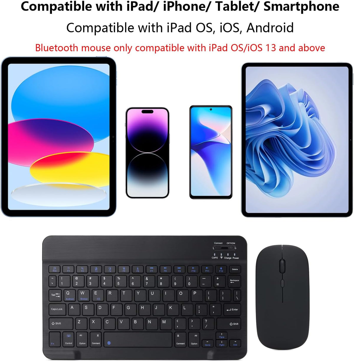 GBT Ultra-thin Wireless Keyboard and Mouse Combo Set, Rechargeable Portable for Mobile Phone