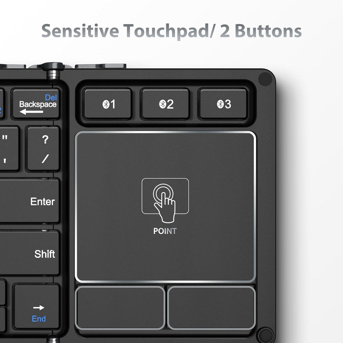 SUIRGE Foldable Bluetooth Keyboard with Sensitive Touchpad, Multi Devices