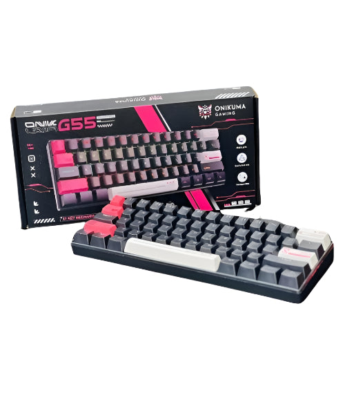 Onikuma USB Wired Gaming Keyboard, RGB Custom Backlight, Custom Keycap Replacement, Black