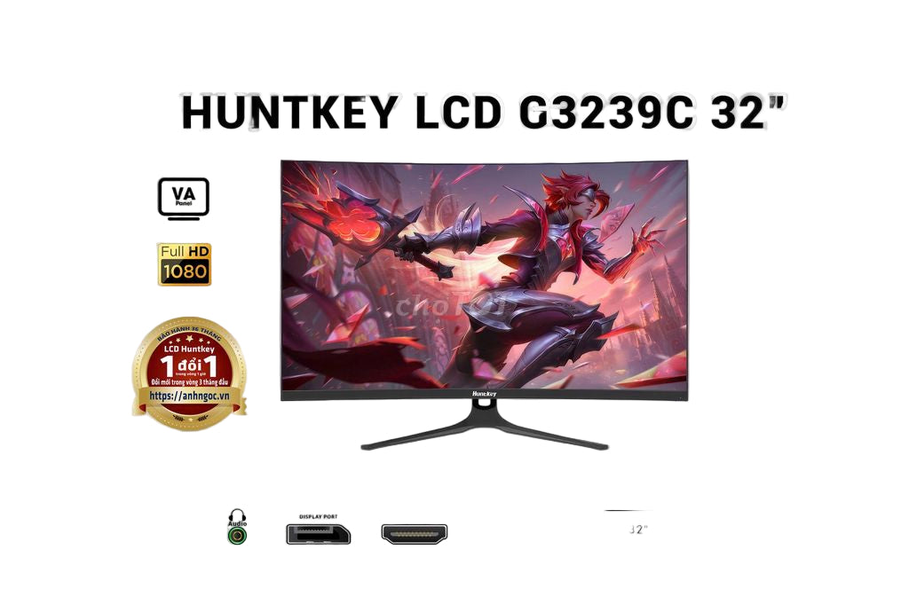 Huntkey LCD G3239C 32" monitor with gaming display on a gray background