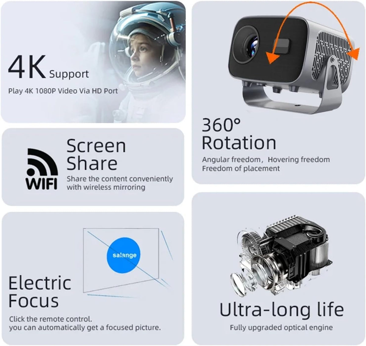 Smart Mini projector 4K 1080P 1280*720P, Android 11 Dual Wifi 5G, Cinema Outdoor Portable