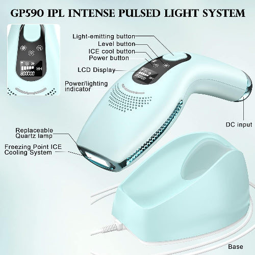 DEESS IPL Hair Removal Device Unisex: for both men and women, 0.9s/flash with smart automatic