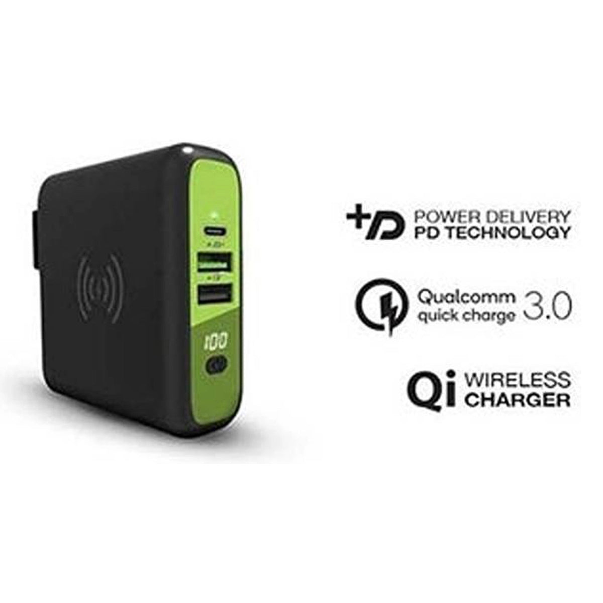Goui Mbala Qi Wall Charger & Power Bank 8000Mah, Black