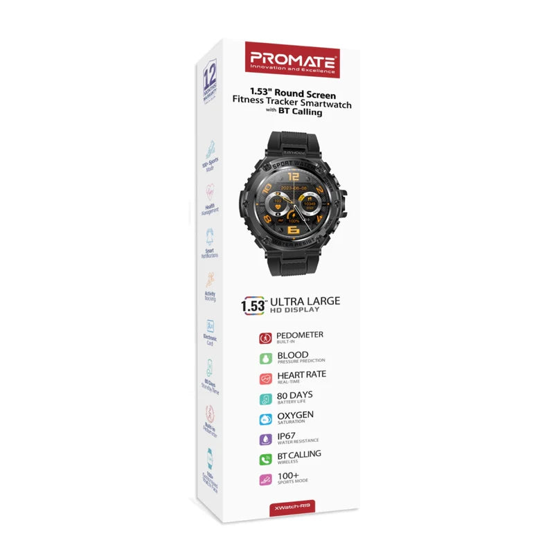 Promate Round Smart Watch, Grey
