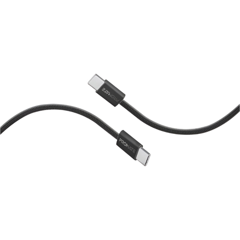 Promate Ultra Fast Charger Cable, Type-C to Type-C, 2Mm, 60Watts, Black