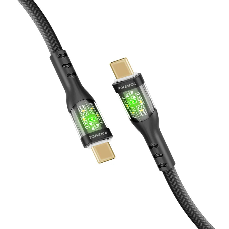 Promate Ultra Fast Charger Cable, Type-C to Type-C, 1.2Mm, 60Watts, Navy
