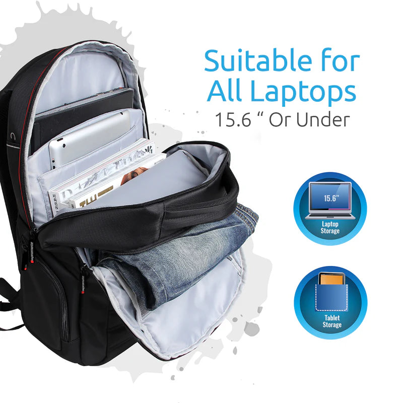 Promate Rebel-BP Havey Duty Bag For Laptop, 15.6Inch, Black