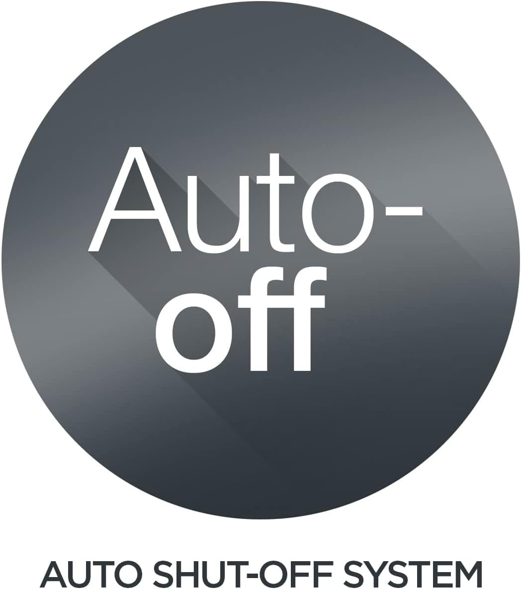 Round button with 'Auto-off' text on a gray background