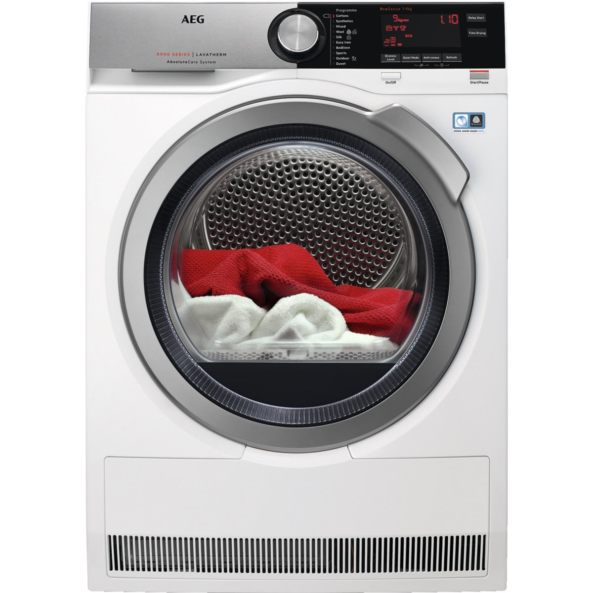 AEG Dryer Heat Pump Condenser A+++, Touch LCD, Soft Drum, 9KG, 7Programs, White