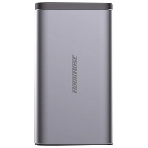 Gray power bank with Rockbros branding on a white background
