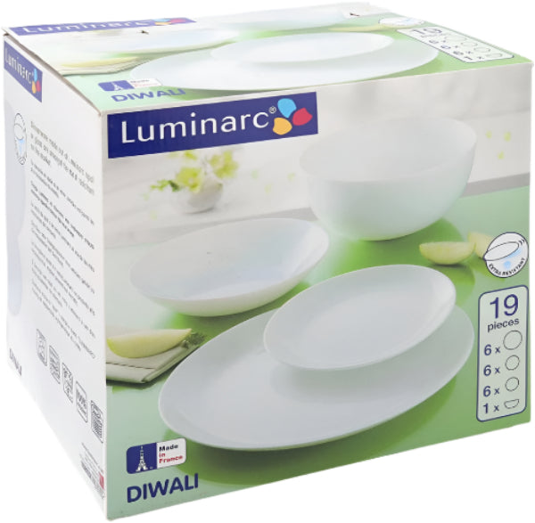 Luminarc Temp DIWALI, 19Pcs Dinner Set, White
