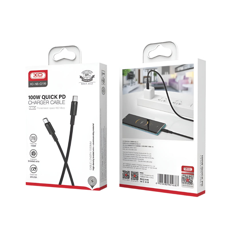 XO-NB-Q199/ TypeC to TypeC 100W PD fast charging cable 1500mm Fast Charging / Black / N/A