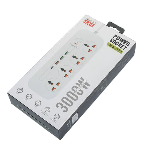 T20-3M / Power Socket- 4 AC  AUTO MAX 4.2A 3000W/ cable 3m