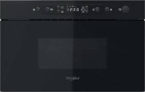 Whirlpool Built in Microwave Oven & Grill, black in color, with a digital display and control panel visible.