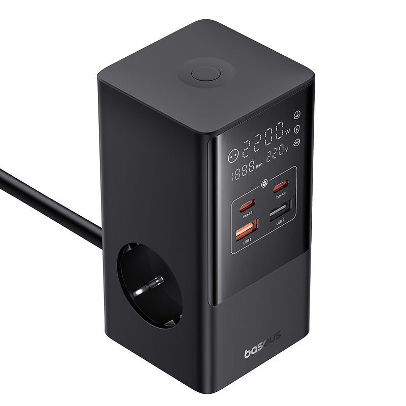 شريط طاقة رقمي Baseus طاقة Combo Tower 3AC و2U و2C 35 وات، 1.5 متر، سلك طاقة الاتحاد الأوروبي