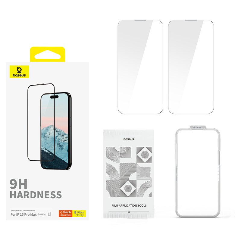 Baseus Diamond Series Full-Coverage HD Tempered Glass Screen Protector for Ip 15 Plus