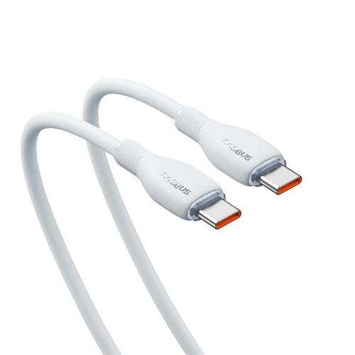كابل شحن سريع Baseus Pudding Series Type-C إلى Type-C، بقوة 100 واط، بطول 1.2 متر، باللون الأبيض ستيلار
