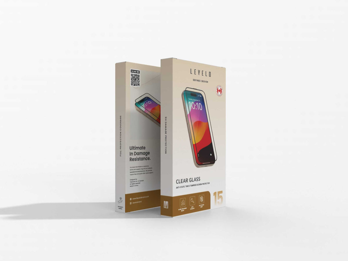 LVLAST15BK/Levelo Full Screen  Twice Tempered Glass For iPhone 15 - 7694015092186 Case & Bags / CLEAR / Twice Tempered Glass For iPhone 15 