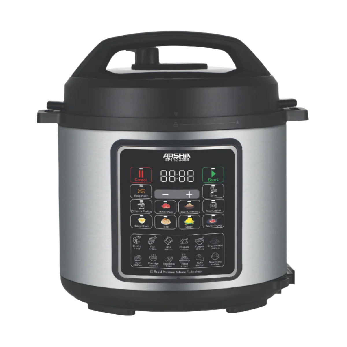 Arshia Pressure Cooker, 6Lit, 1750Watts, Black / Steel