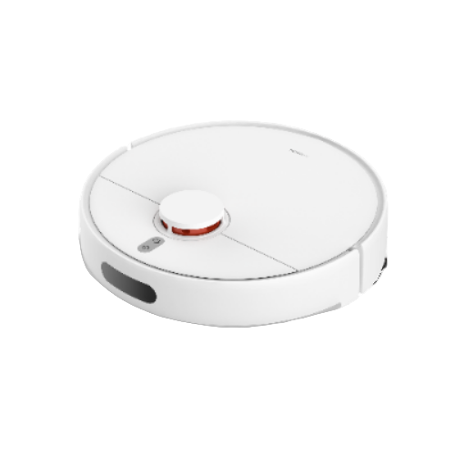 White robot vacuum cleaner on a white background