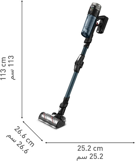 Tefal vacuum cleaner with various attachments on a white background