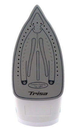 Trisa steam iron on a white background