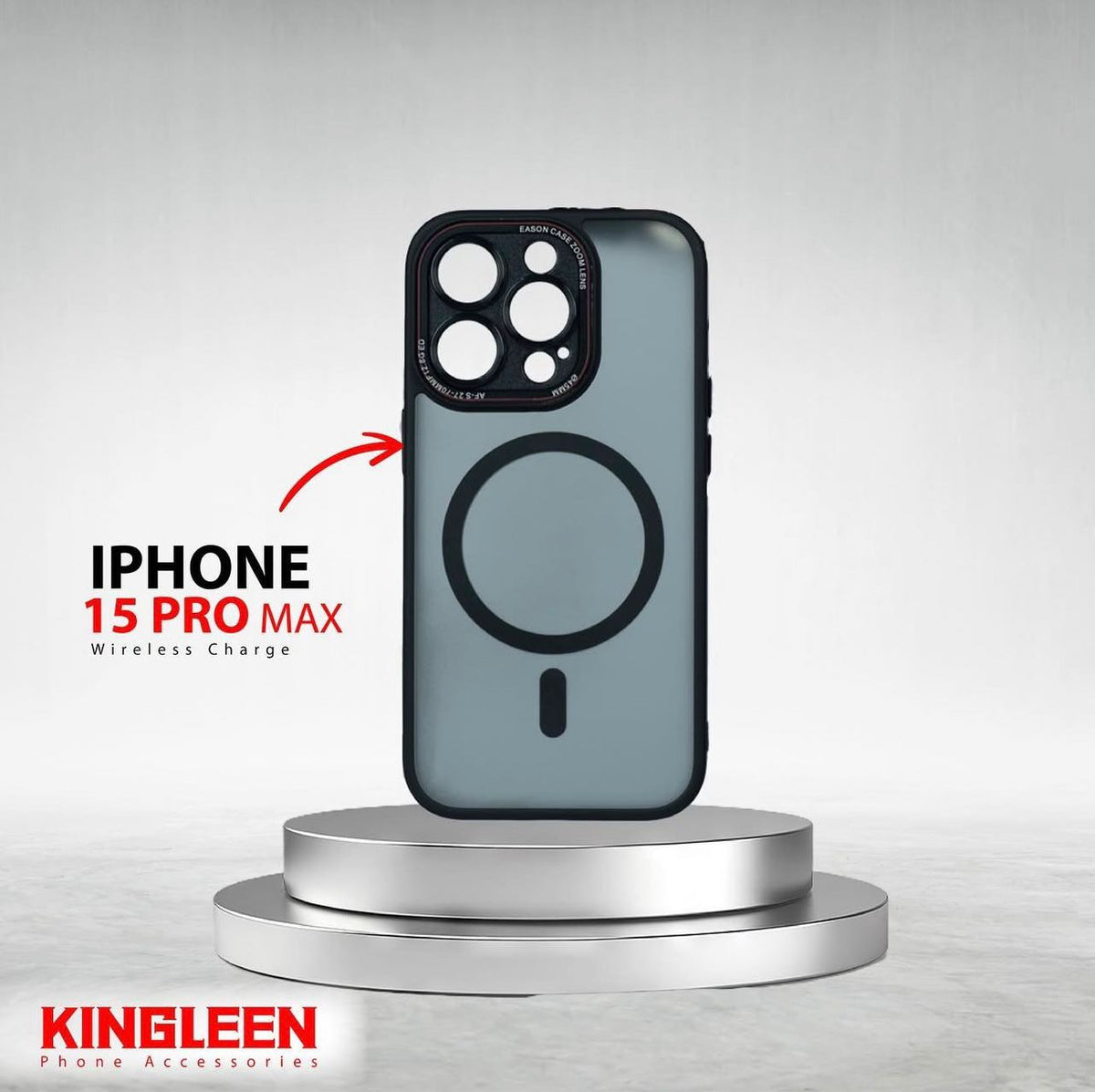 King Leen Cover iPhone 15ProMax, Black Camera, Multicolour