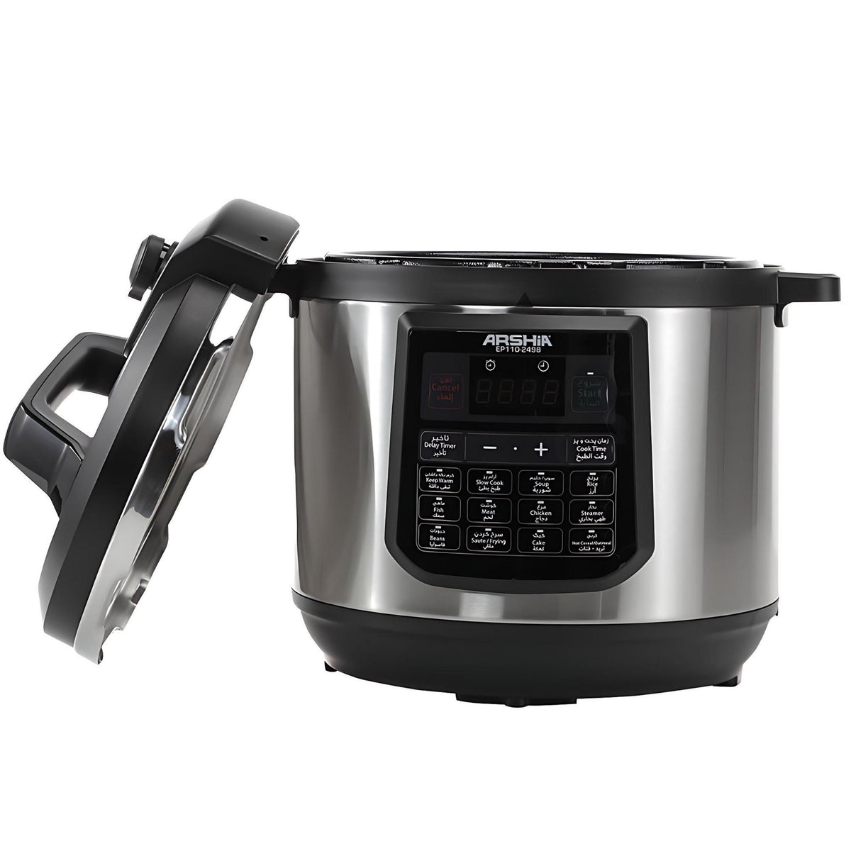 Arshia Digital Pressure Cooker, 8Lit, 1200Watts, Black & Steel